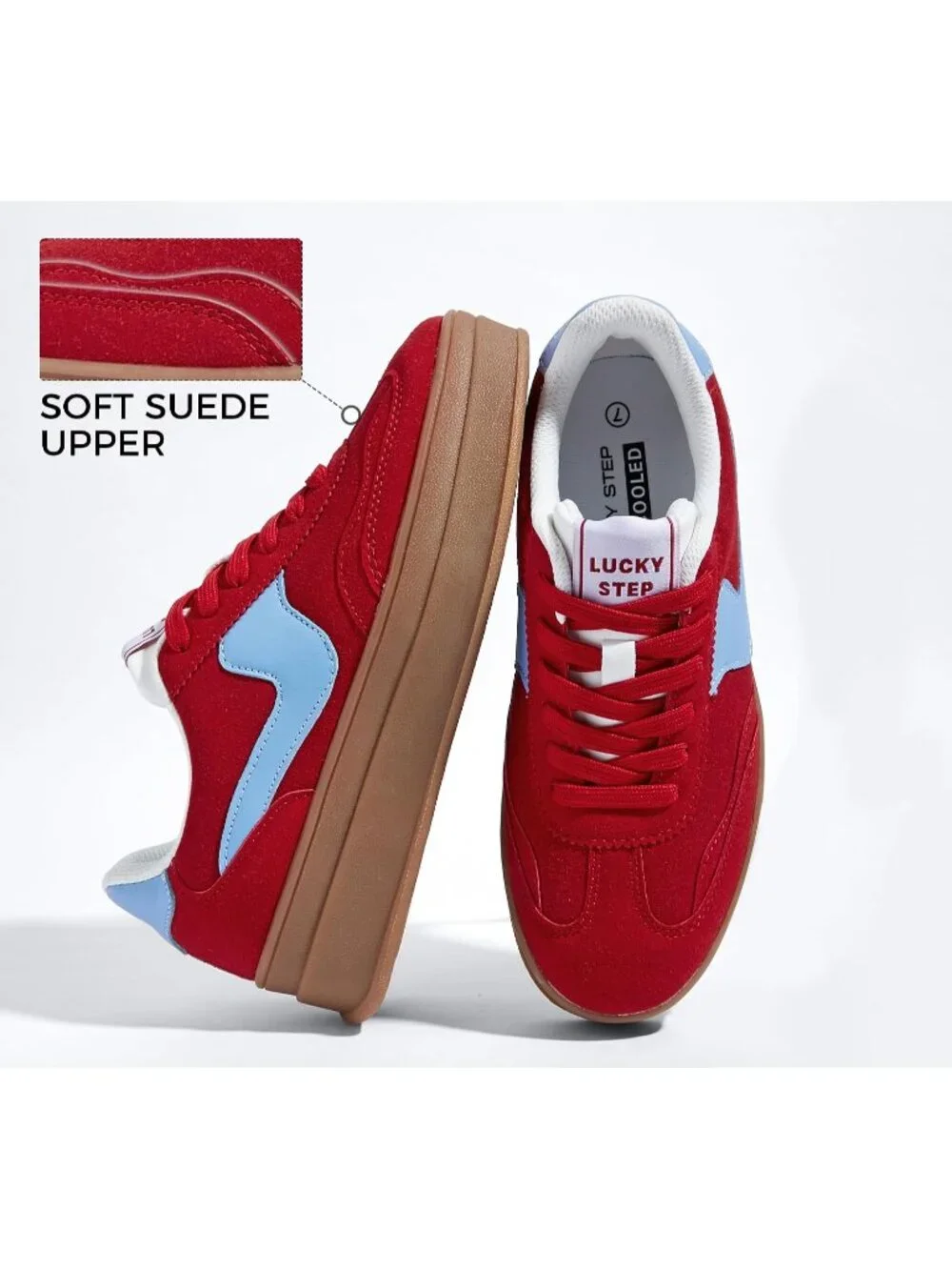 🆕Women's Red Blue Platform Fashion Sneakers Thick Sole Casual Walking Shoes